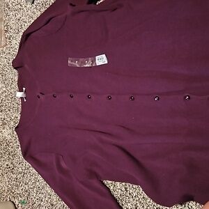 Croft & Barrow. New with tag. Size 1X. Dark purple cartagena. Button down front